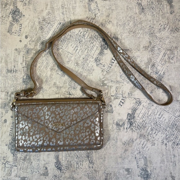LODIS Metallic Leopard Print Leather Crossbody Wallet Bag - Picture 1 of 14